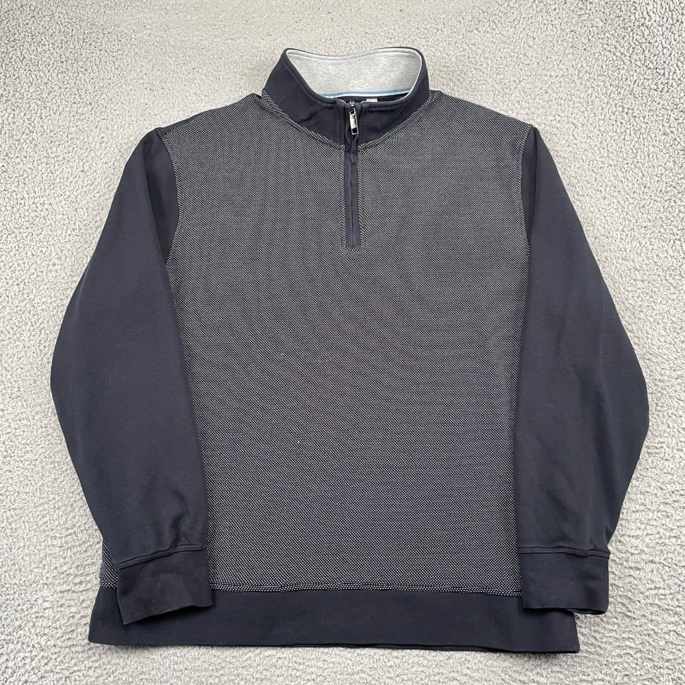 Ted Baker Pullover Mens XXL Navy Blue 1/4 Zip Textured Micro Dot Long Sleeve